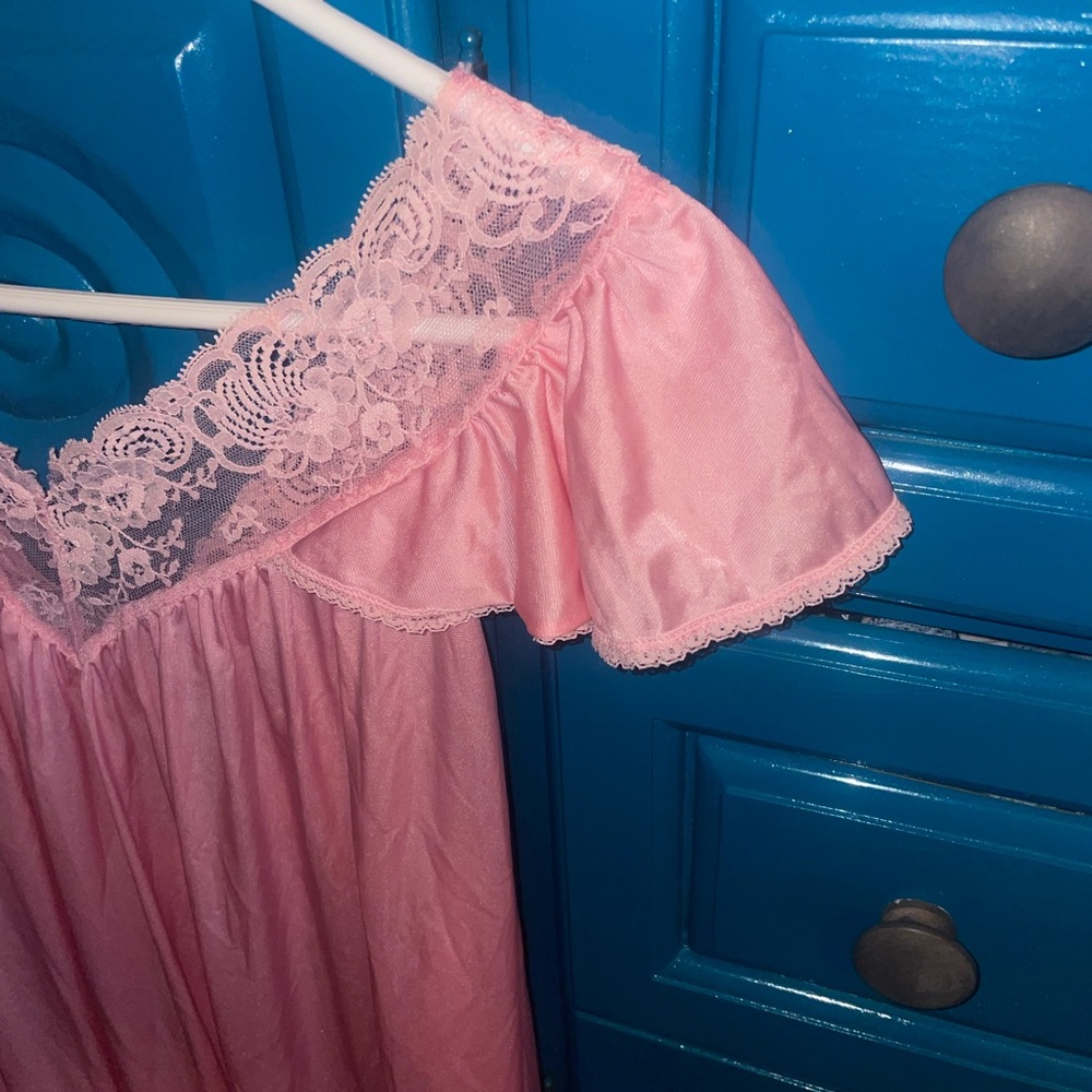 🌸VINTAGE 80’s Full Length Pink Nightgown 🌸 - Picture 5 of 12